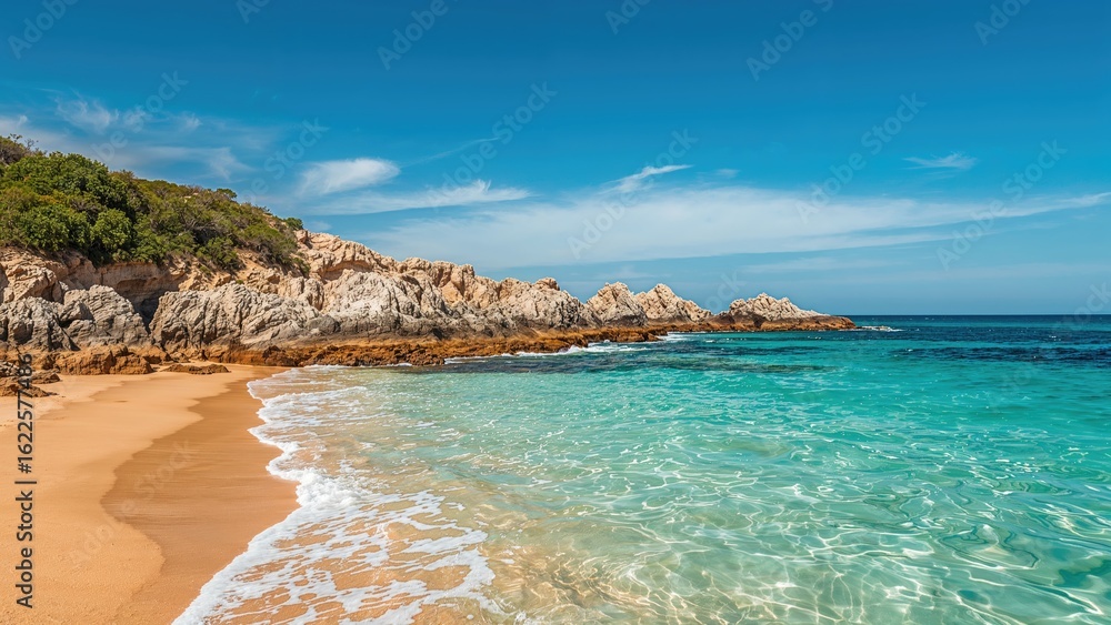 Fototapeta premium Stone-covered beach paradise