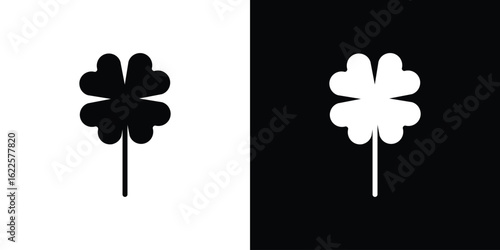 Clover icon silhouette collection in black and white flat solid versions for graphic designs