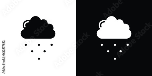 Cloud hail icon silhouette collection in black and white flat solid versions for graphic designs