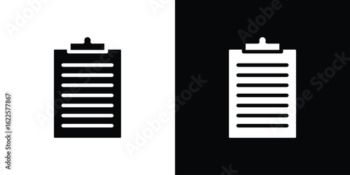 Clipboard icon silhouette collection in black and white flat solid versions for graphic designs