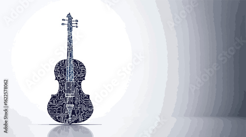 Modern electronic violin icon depicting technology and music innovation concept.