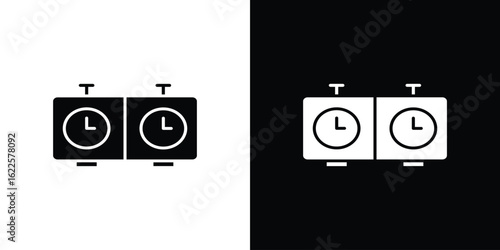 Chess clock icon silhouette collection in black and white flat solid versions for graphic designs