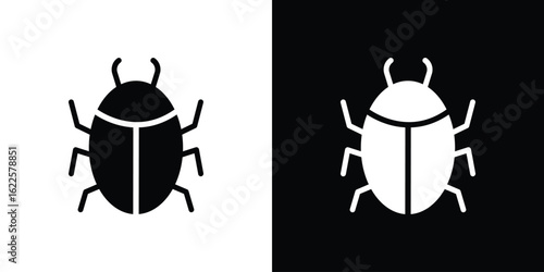 Bugs icon silhouette collection in black and white flat solid versions for graphic designs