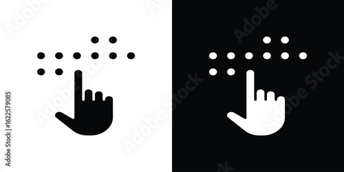 Braille icon silhouette collection in black and white flat solid versions for graphic designs