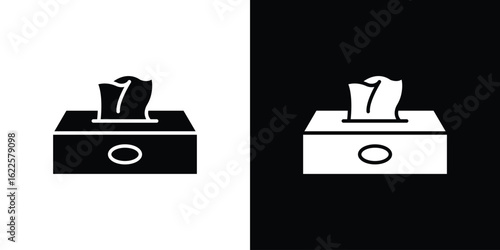 Box tissue icon silhouette collection in black and white flat solid versions for graphic designs