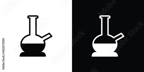 Bong icon silhouette collection in black and white flat solid versions for graphic designs