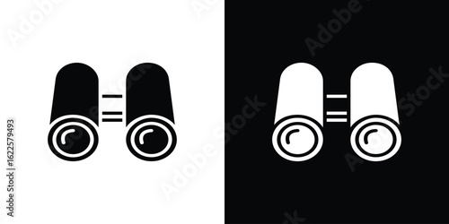 Binoculars icon silhouette collection in black and white flat solid versions for graphic designs