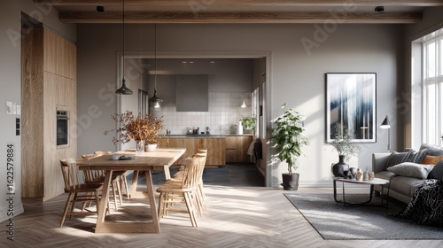 Wallpaper Mural Scandinavian Interior Design with Wood Textures in Calm Tones Torontodigital.ca