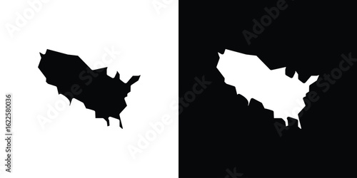 America map icon silhouette collection in black and white flat solid versions for graphic designs