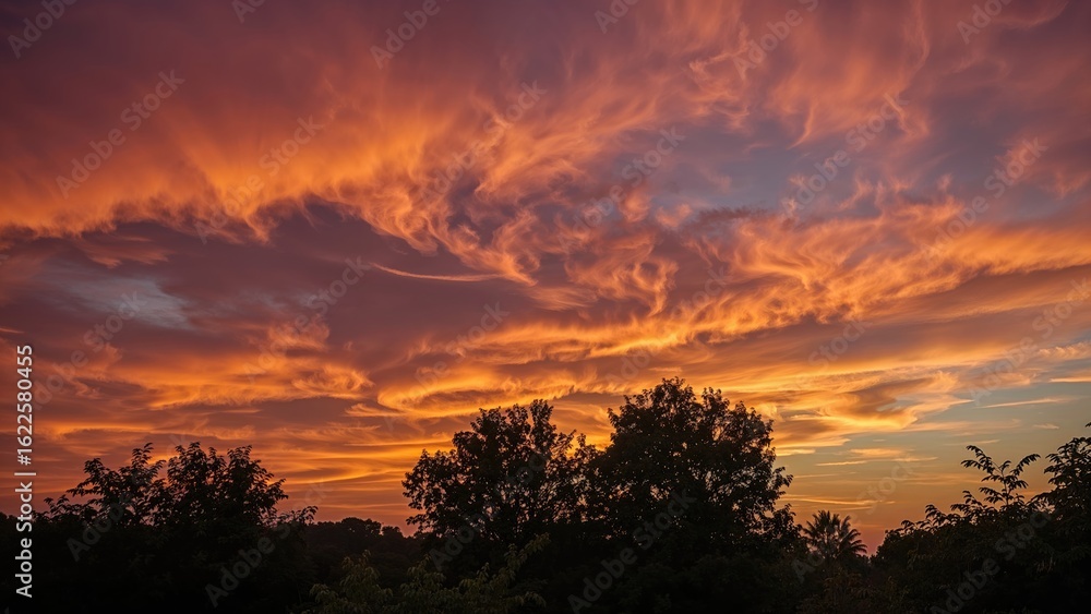 Dramatic cloud patterns lighting up the evening sky Dramatic cloud patterns lighting up the evening sky