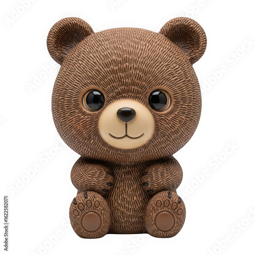 Cute brown teddy bear toy isolated on transparent background