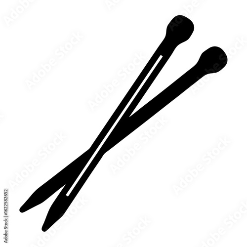 Pair of knitting needles with round bulbous ends, knitting equipment object