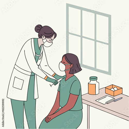 Person getting vaccinated by healthcare worker generated by ai