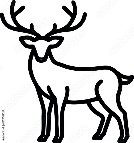 whitetail deer icon, whitetail deer line art vector