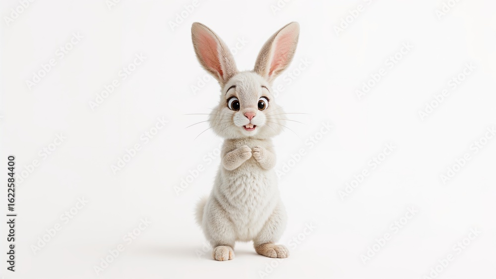 Obraz premium The amusing rabbit stands tall on its hind limbs