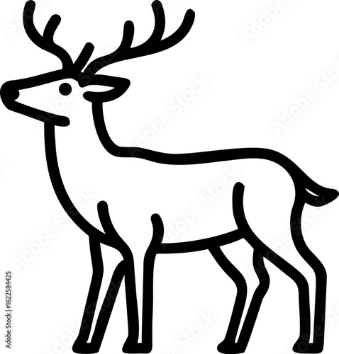 whitetail deer icon, whitetail deer line art vector