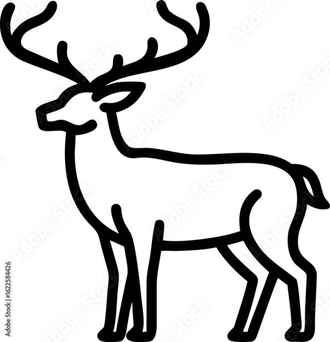 whitetail deer icon, whitetail deer line art vector