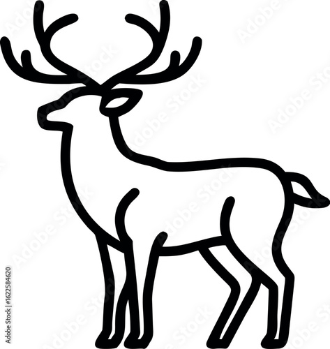 whitetail deer icon, whitetail deer line art vector