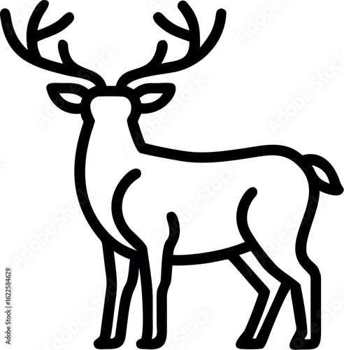 whitetail deer icon, whitetail deer line art vector