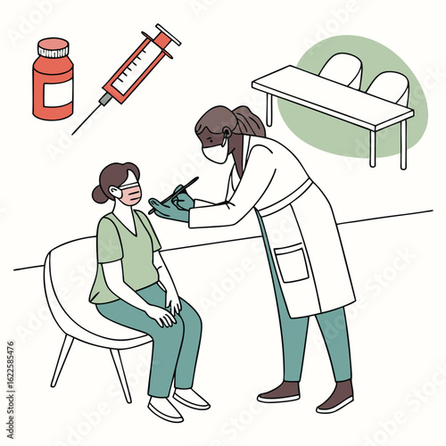 Person getting vaccinated by healthcare worker generated by ai