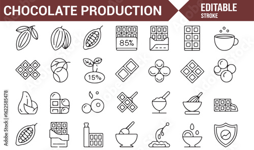 Vector Illustrations of the Stages in Chocolate Manufacturing