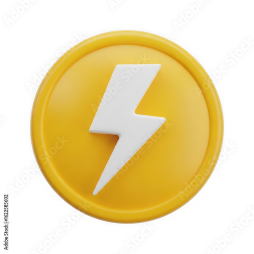 3d render of a lightning bolt symbol isolated on transparent background