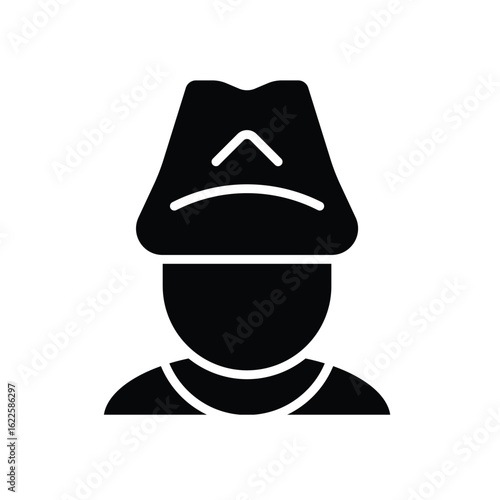 Silhouette of a Person Wearing a Traditional Hat and Shirt Design
