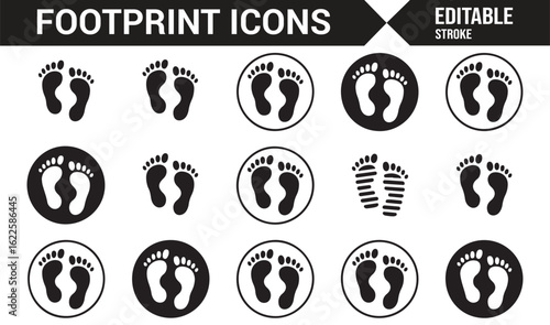 Minimalist Footprint Icons Depicting Walking and Adventure
