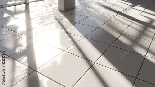 Wallpaper Mural Sunlit White Tiles Casting Minimal Shadows in Bright Space Torontodigital.ca