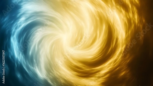 Abstract Swirling Vortex of Blue and Gold Energy