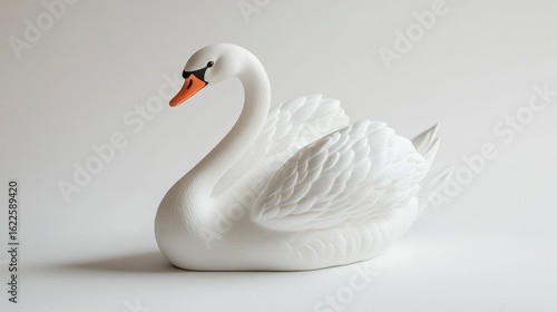 Fototapeta Naklejka Na Ścianę i Meble -  White swan figurine on white background. (1)
