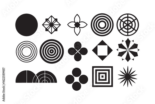 Collection of twenty four distinct abstract geometric designs