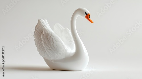 Fototapeta Naklejka Na Ścianę i Meble -  White swan figurine on white background. (2)