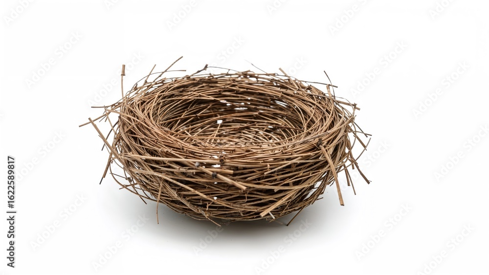 Genuine avian nest displayed against white Genuine avian nest displayed against white
