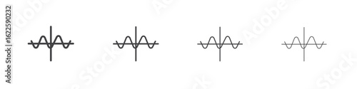 Wave sine icon vector collection, illustration logo template in trendy thin line editable strokes style.