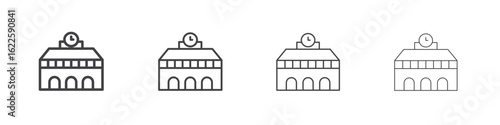 Train station building icon vector collection, illustration logo template in trendy thin line editable strokes style.