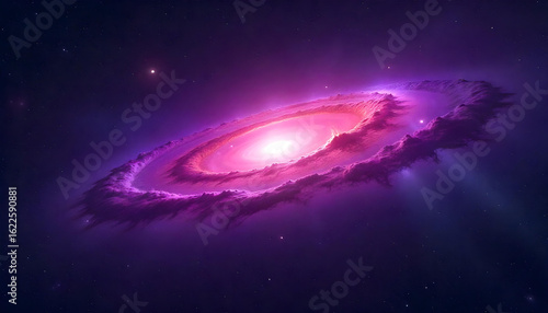 Detailed spiral galaxy with pink and purple hues in starry expanse