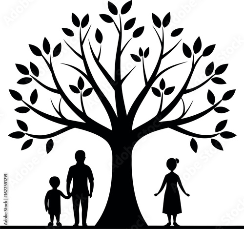 Legacy tree wall design for family room black silhouette