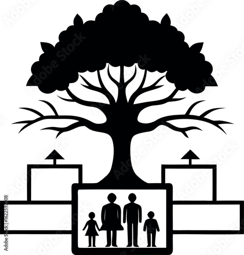 timeless family tree clean boxed frames black silhouette design