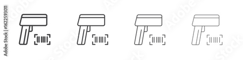 Scanner gun icon vector collection, illustration logo template in trendy thin line editable strokes style.
