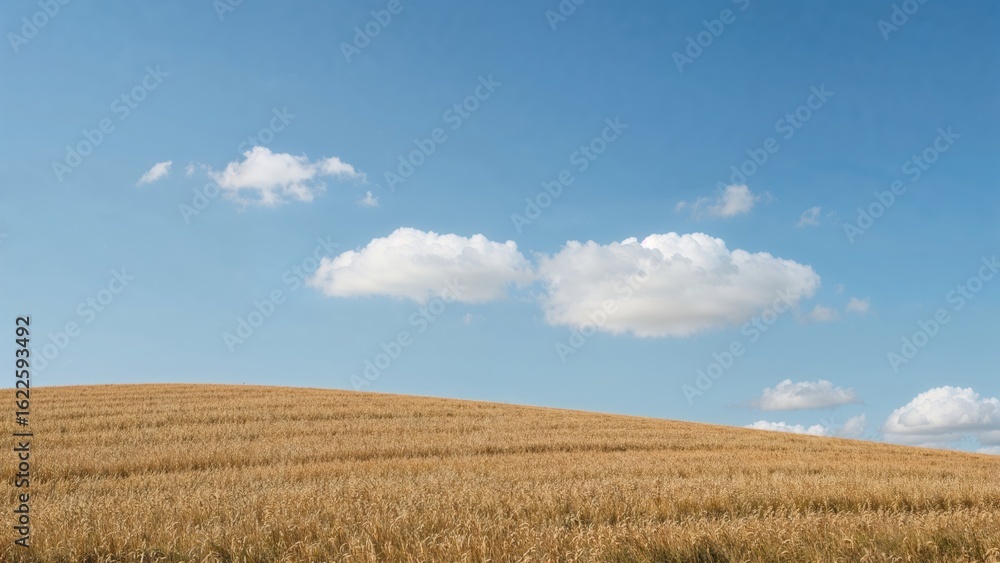 Fototapeta premium Simple sky above a hill blanketed with grain