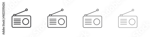 Radio icon vector collection, illustration logo template in trendy thin line editable strokes style.