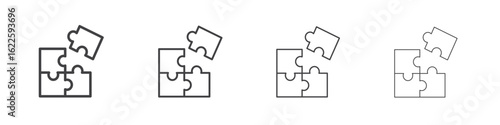Puzzle pieces icon vector collection, illustration logo template in trendy thin line editable strokes style.