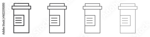 Prescription bottle icon vector collection, illustration logo template in trendy thin line editable strokes style.