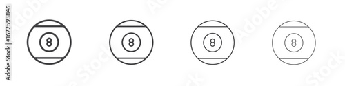 Pool 8 ball icon vector collection, illustration logo template in trendy thin line editable strokes style.