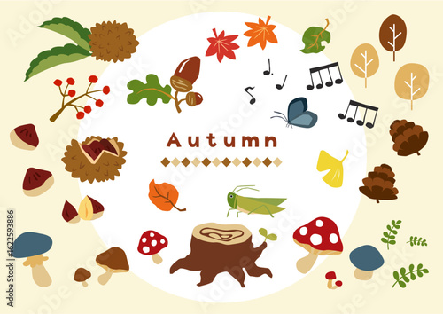 かわいい秋のシンプルイラスト素材