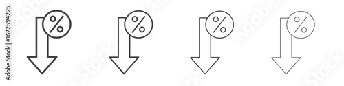 Percent down icon vector collection, illustration logo template in trendy thin line editable strokes style.