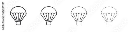 Parachute icon vector collection, illustration logo template in trendy thin line editable strokes style.