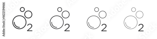 Oxygen O2 icon vector collection, illustration logo template in trendy thin line editable strokes style.