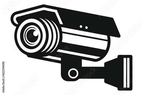 Black and White Surveillance Camera Icon with Adjustable Bracket for Enhanced Security